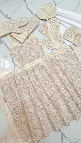 سرویس آشپزخانه پارچه ای عسل مدل ۰۲ طرح برگ پاییز