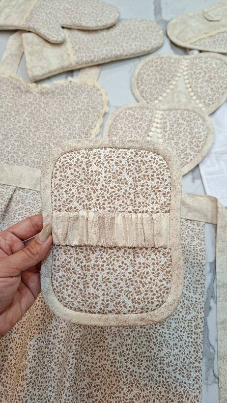 سرویس آشپزخانه پارچه ای عسل مدل ۰۲ طرح برگ پاییز
